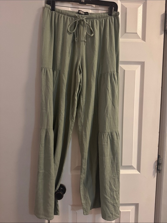 Rewash Pants - Light Sage Green Tiered Drawstring Pants
